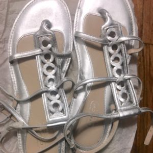 Silver Coach Sandals